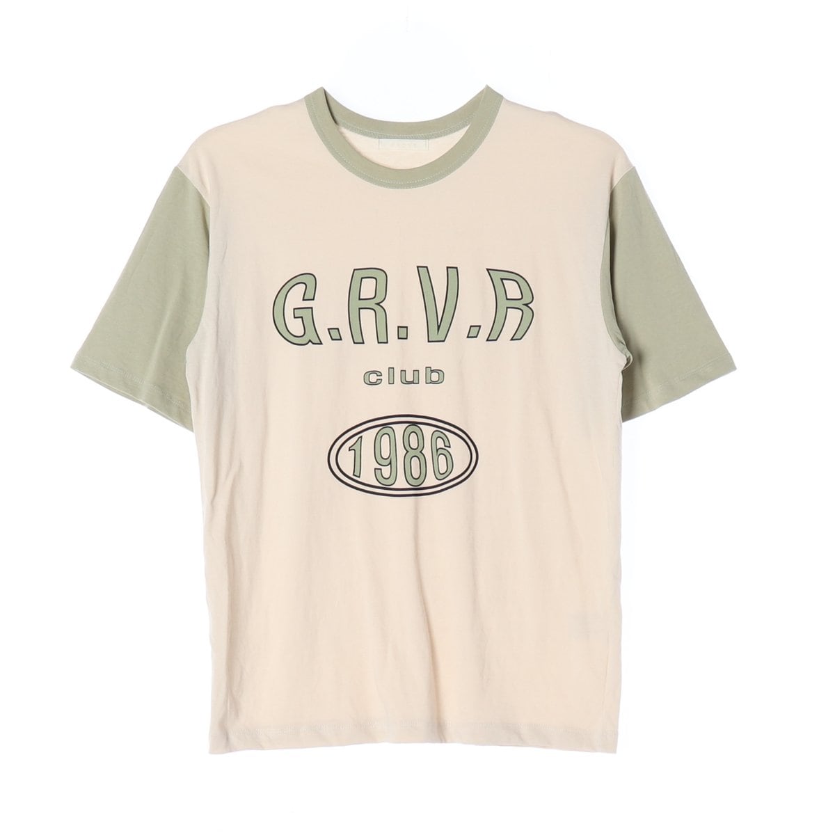 그로브 베이지 카키 배색 로고 반팔 티셔츠 상세 이미지 1