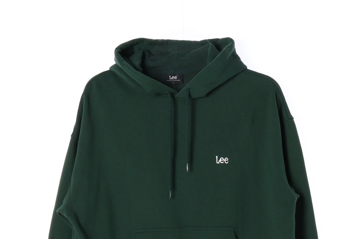 LEE리 다크 그린 스몰 로고 오버핏 후디 후드티 이미지 2