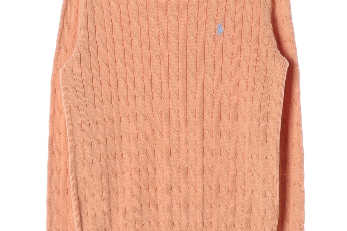 폴로 랄프 로렌 오렌지 코랄 꽈배기 케이블 니트 스웨터 이미지 3