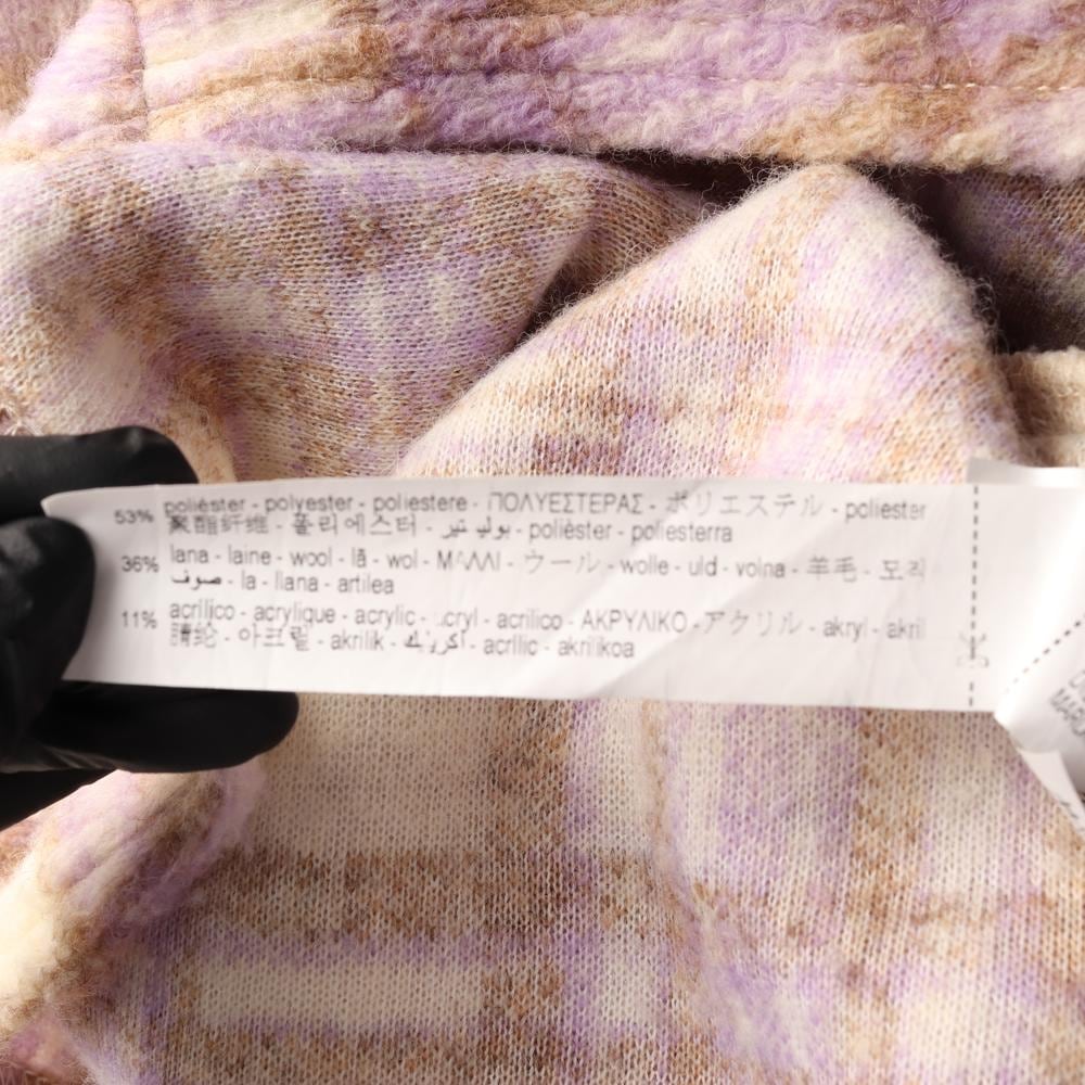 자라 베이지 퍼플 체크 크롭 셔츠 셔킷 울 재킷 자켓 상세 이미지 6