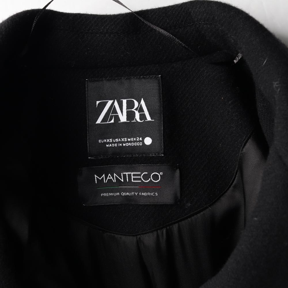 자라 블랙 울75% 만테코 MANTECO 롱 더블브레스트코트 이미지 7
