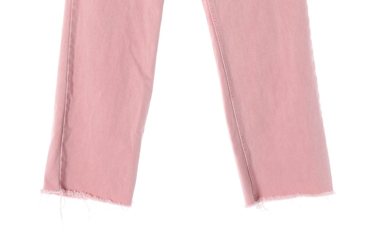 지컷 핑크 스트레이트 컷아웃 데님 진 청바지 상세 이미지 4