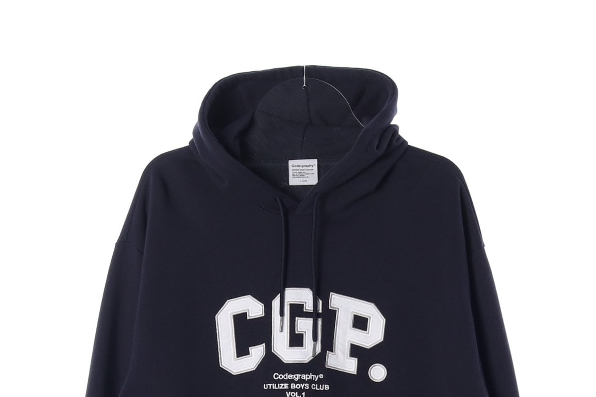 코드그라피 네이비 CGP 오버핏 후디 후드티 상세 이미지 3