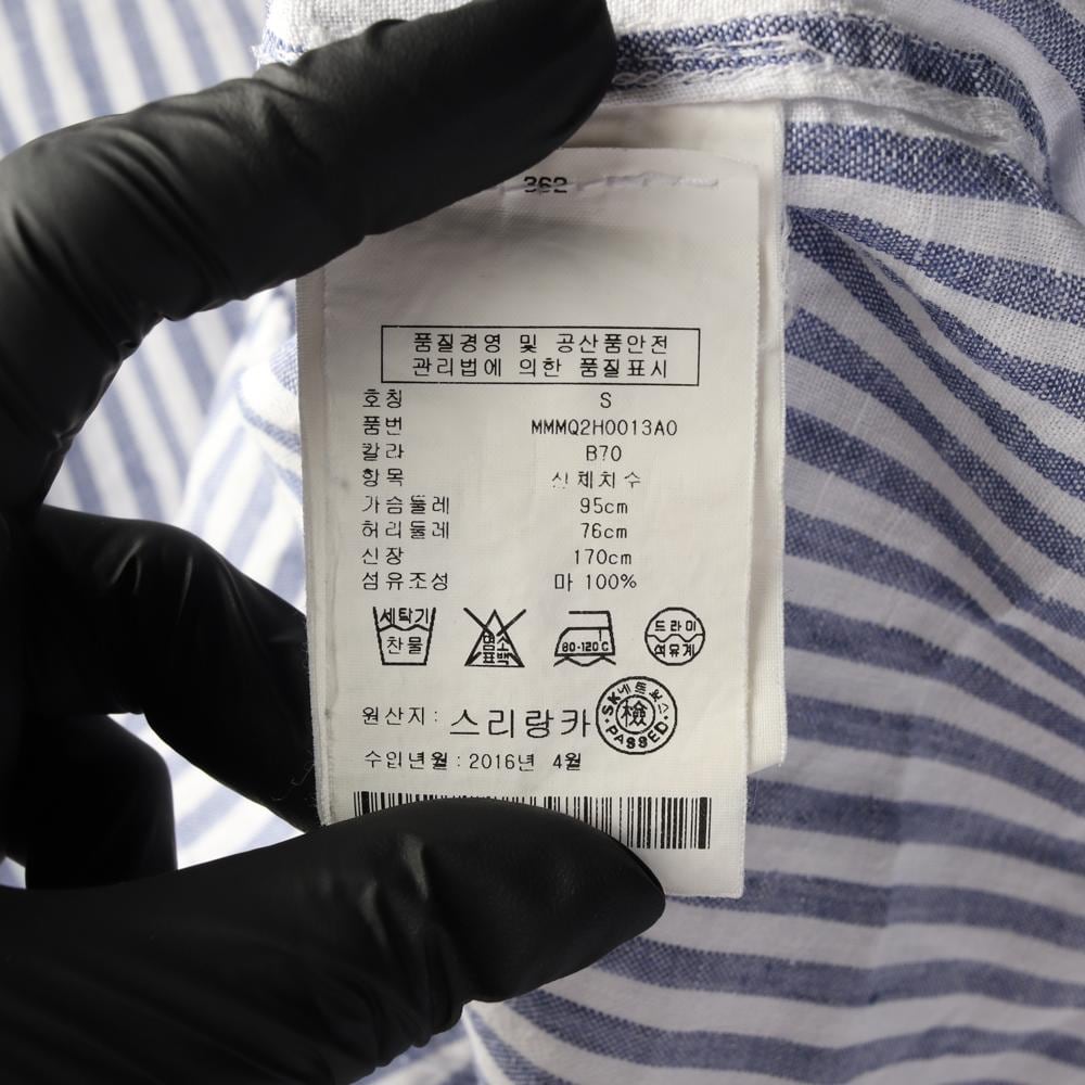 클럽모나코 린넨100% 블루 스트라이프 긴팔 셔츠 상세 이미지 6