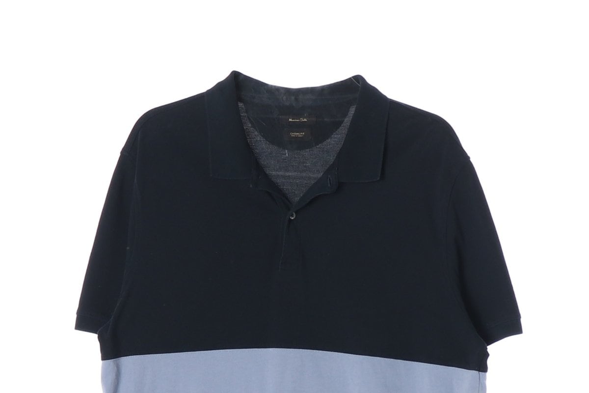 마시모두띠 네이비 블루 배색 반팔 카라티 폴로 티셔츠 상세 이미지 3