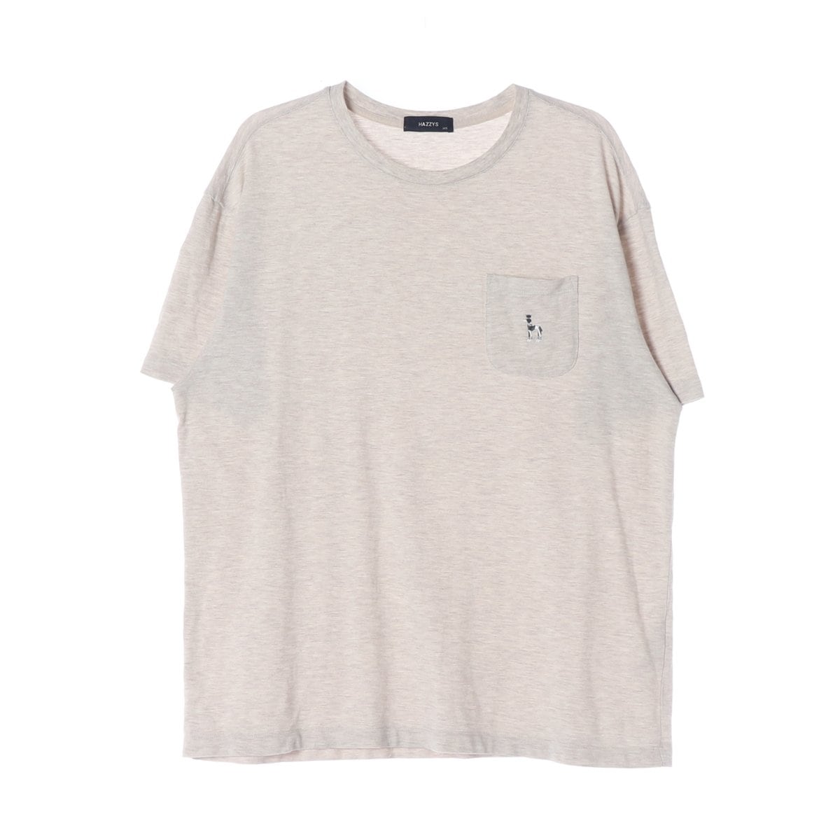 헤지스 베이지 로고 포켓 반팔 크루넥 티셔츠 상세 이미지 1