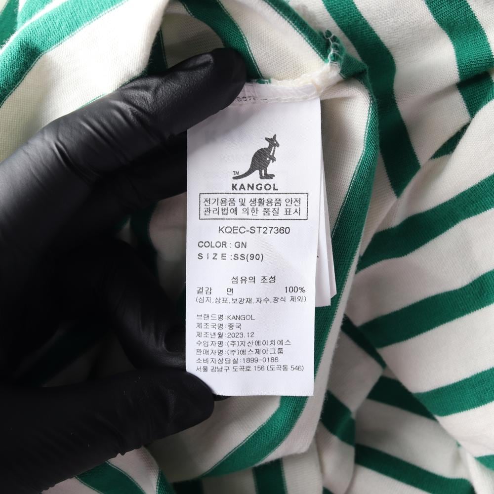 캉골 그린 스트라이프 반팔 크루넥 티셔츠 상세 이미지 6