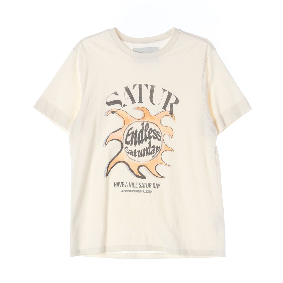 SATUR 세터 아이보리 썬 레트로 그래픽 반팔 티셔츠 상세 이미지 1