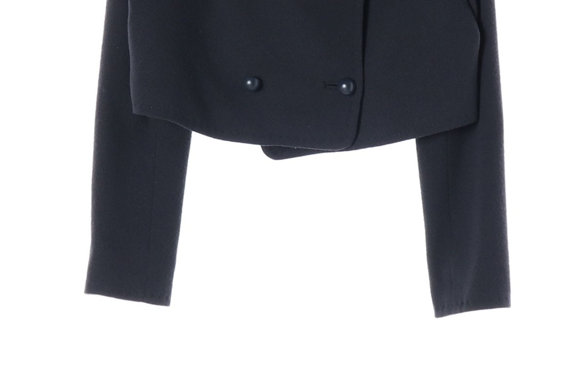 레니본 울98% 네이비 더블버튼 크롭 숏 코트 재킷 이미지 4