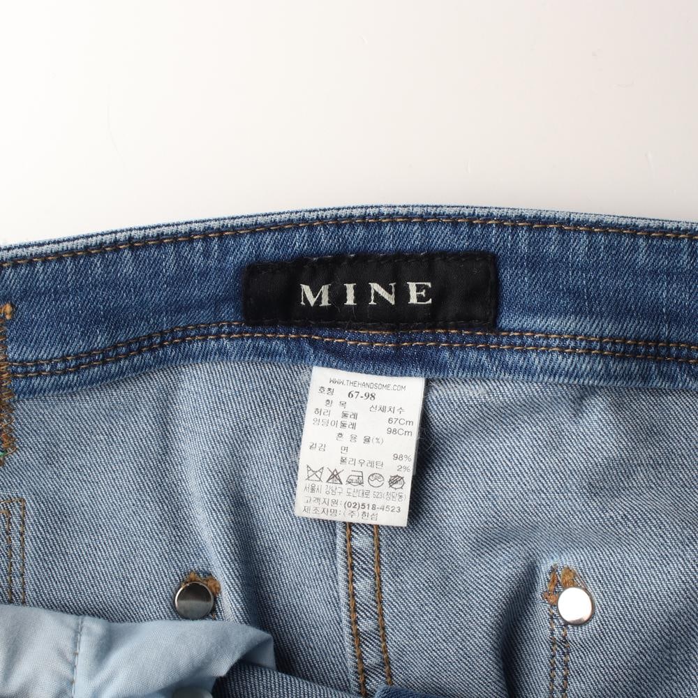 MINE마인 중청 워싱 디테일 데님 진 청바지 이미지 6