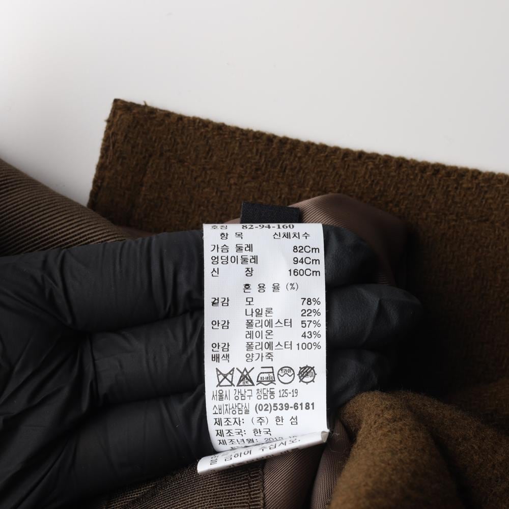 랑방컬렉션 양가죽 패치 집업 울 코트 브라운 상세 이미지 7