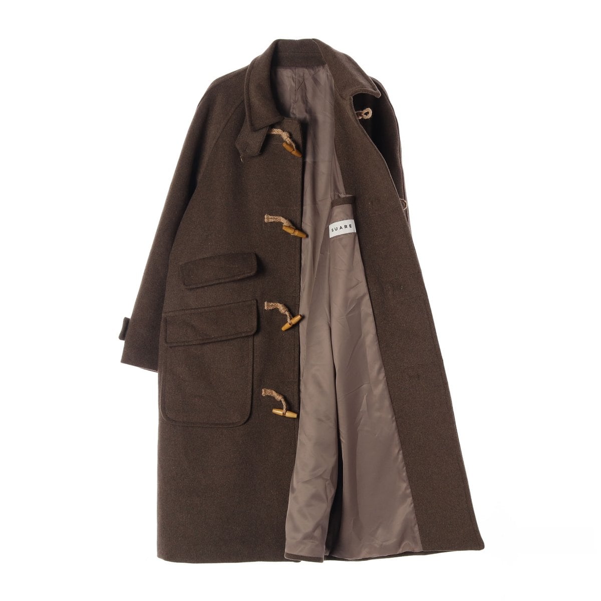 수아레 울70% 브라운 오버핏 롱 더플코트 떡복이코트 상세 이미지 5