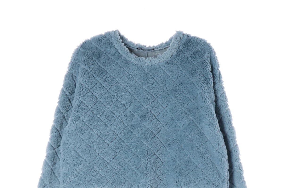 ZARA 자라 블루 체크 플러피 플리스 긴팔 티셔츠  이미지 3
