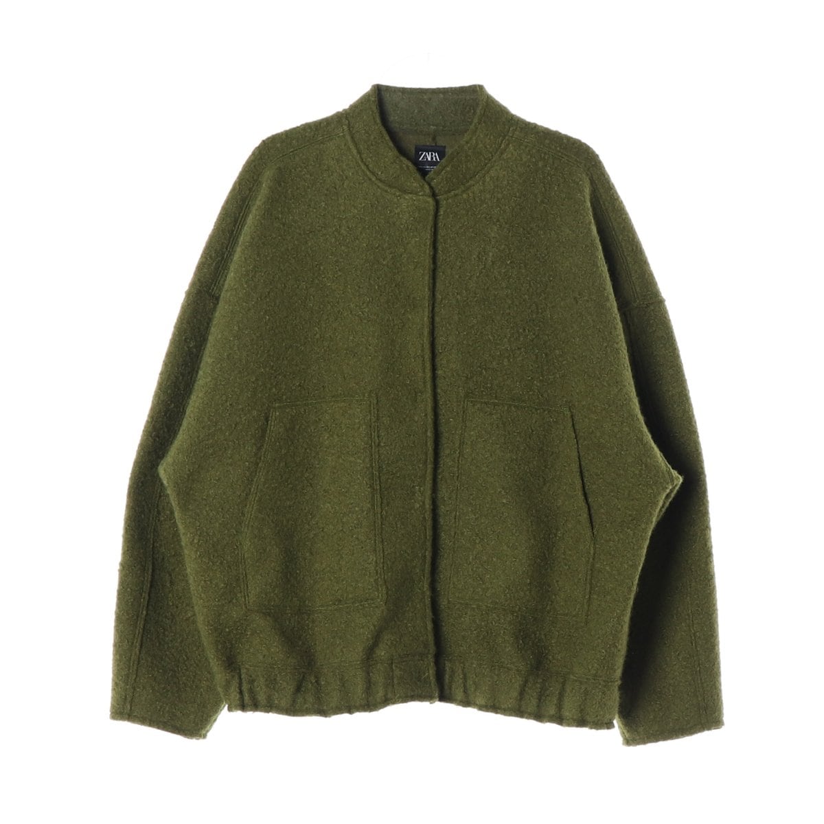 ZARA 자라 카키 부클 봄버자켓 오버핏 숏코트 점퍼 상세 이미지 1