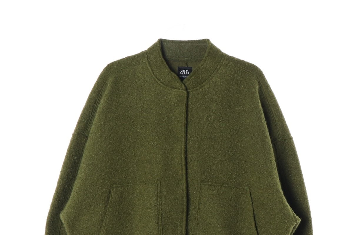 ZARA 자라 카키 부클 봄버자켓 오버핏 숏코트 점퍼 이미지 3