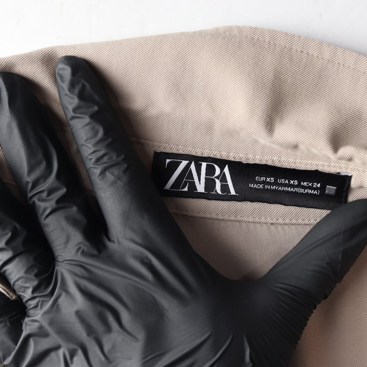 ZARA 자라 베이지 아웃포켓 스트링 긴팔 셔츠 원피스 미니 드레스 이미지 6