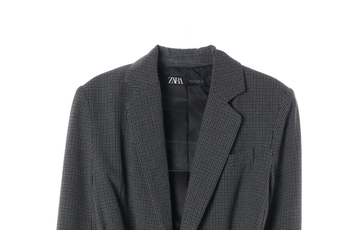ZARA 자라 그레이 잔체크 벨트 블레이저 자켓 재킷 상세 이미지 3
