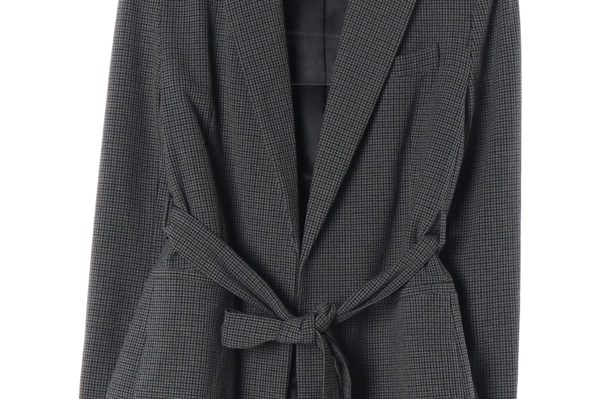 ZARA 자라 그레이 잔체크 벨트 블레이저 자켓 재킷 상세 이미지 4