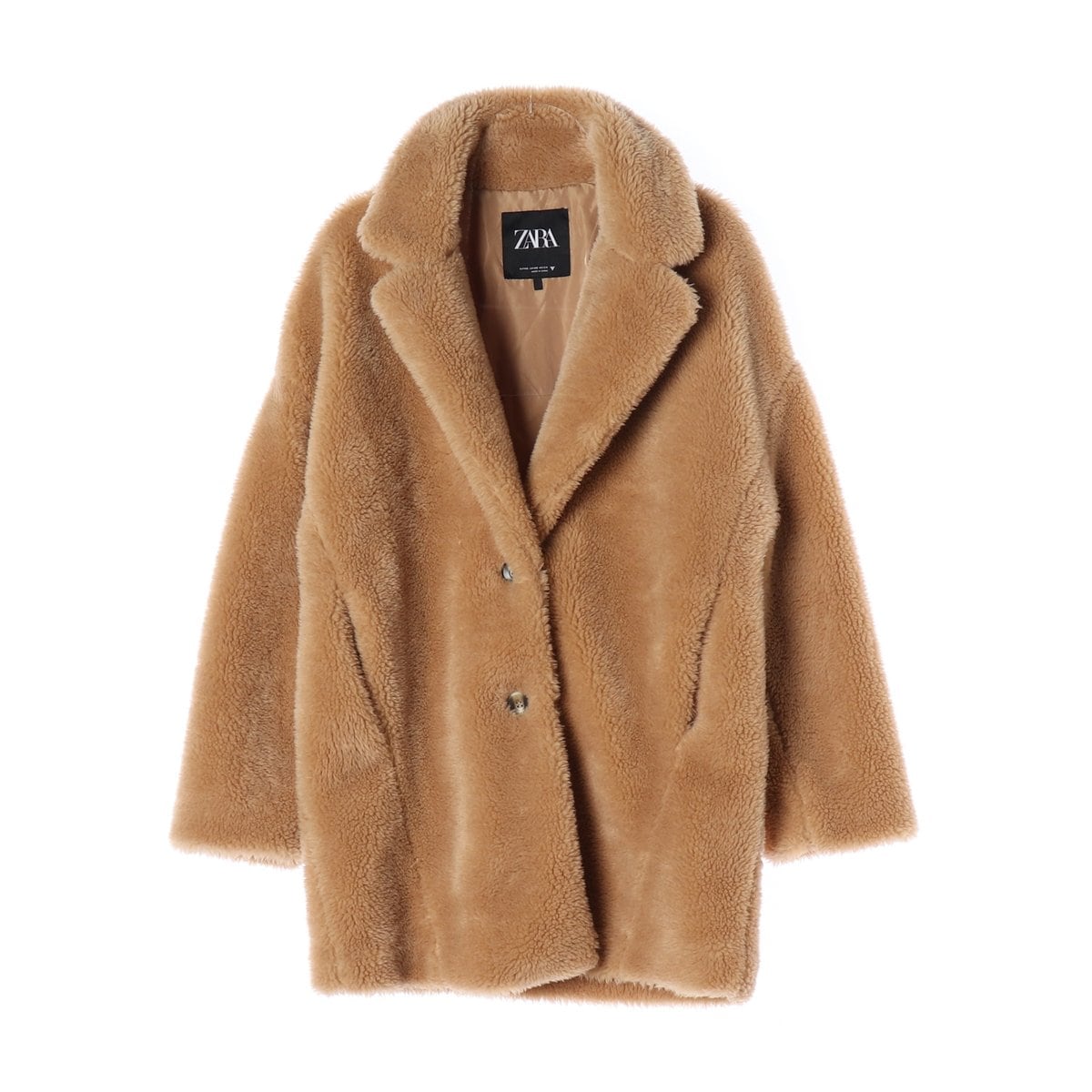 ZARA 자라 카멜 베이지 퍼 코트 상세 이미지 1
