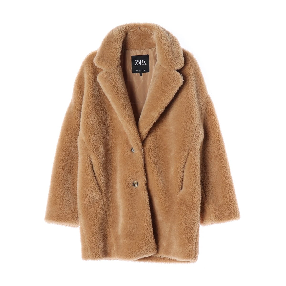 ZARA 자라 카멜 베이지 퍼 코트 이미지 1