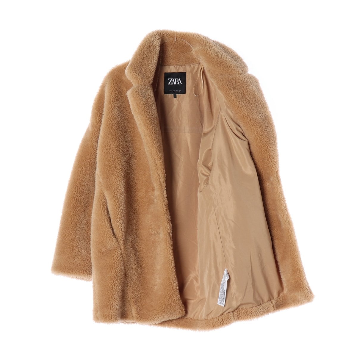 ZARA 자라 카멜 베이지 퍼 코트 상세 이미지 2
