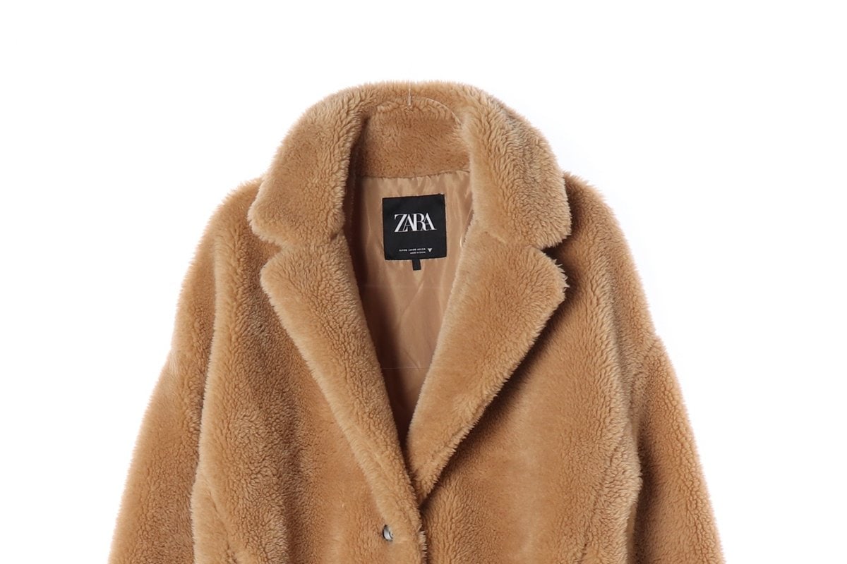 ZARA 자라 카멜 베이지 퍼 코트 이미지 4