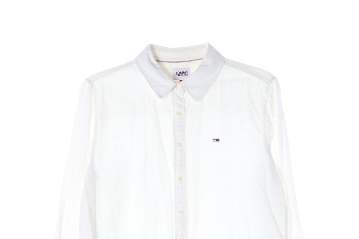 타미 진스 린넨 화이트 로고 긴팔 셔츠  이미지 3