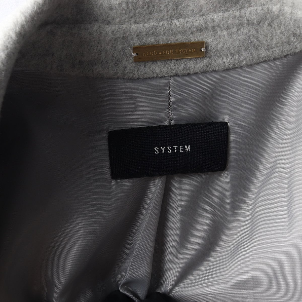 SYSTEM 시스템 울100% 그레이 포켓 핸드메이드 롱 코트 상세 이미지 7