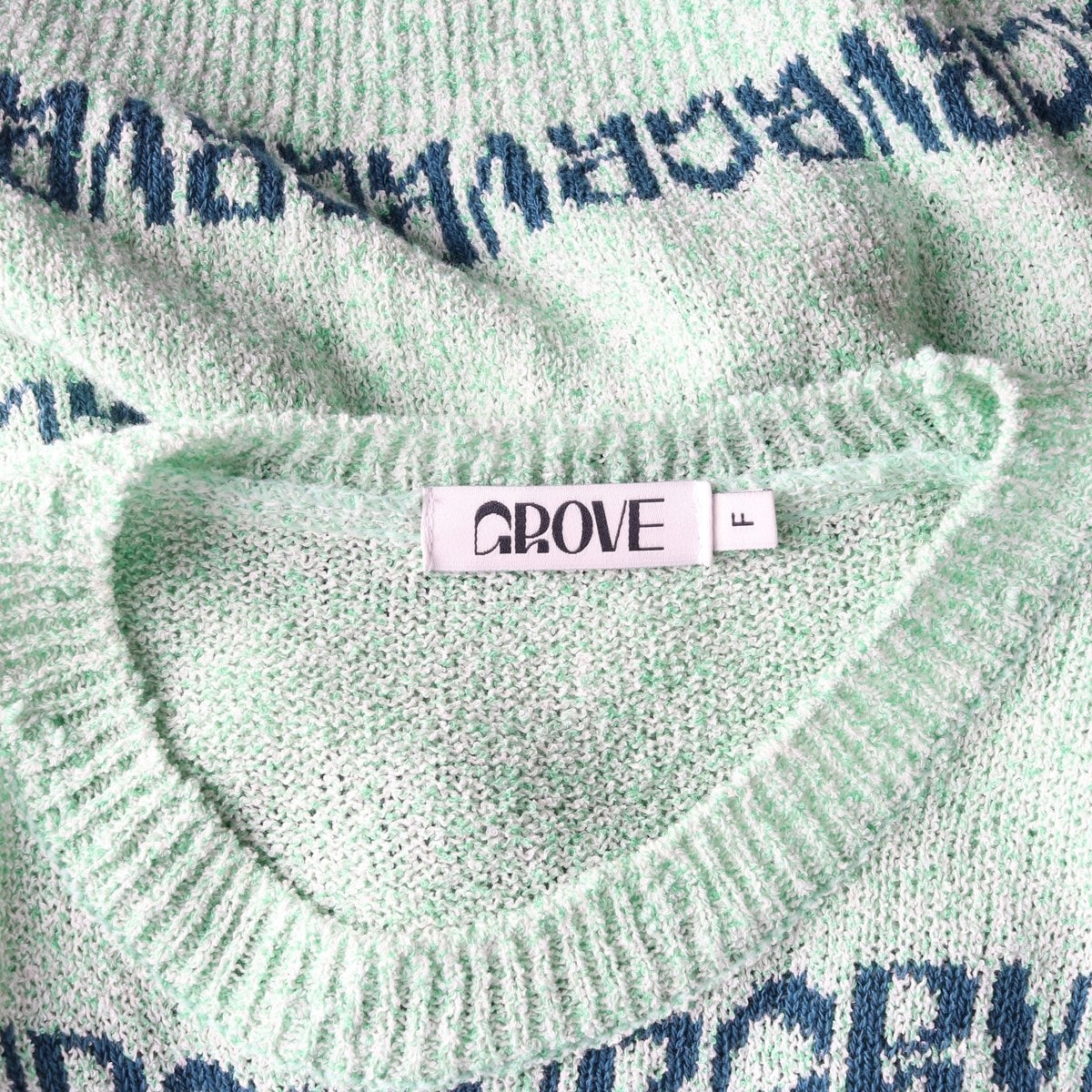 GROVE 그로브 그린 로고 스트라이트 반팔 니트  이미지 5
