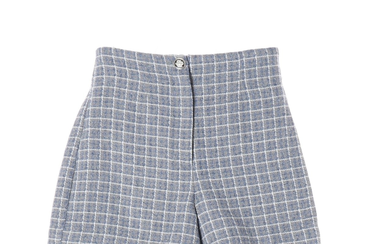 ZARA 자라 블루 체크 트위드쇼츠 반바지 슬랙스  이미지 3