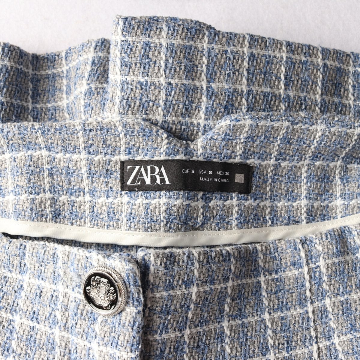 ZARA 자라 블루 체크 트위드쇼츠 반바지 슬랙스  상세 이미지 5