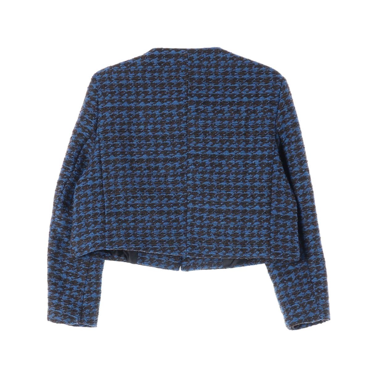 ZARA 자라 블루 블랙 노카라 크롭 트위드 자켓 재킷 상세 이미지 3