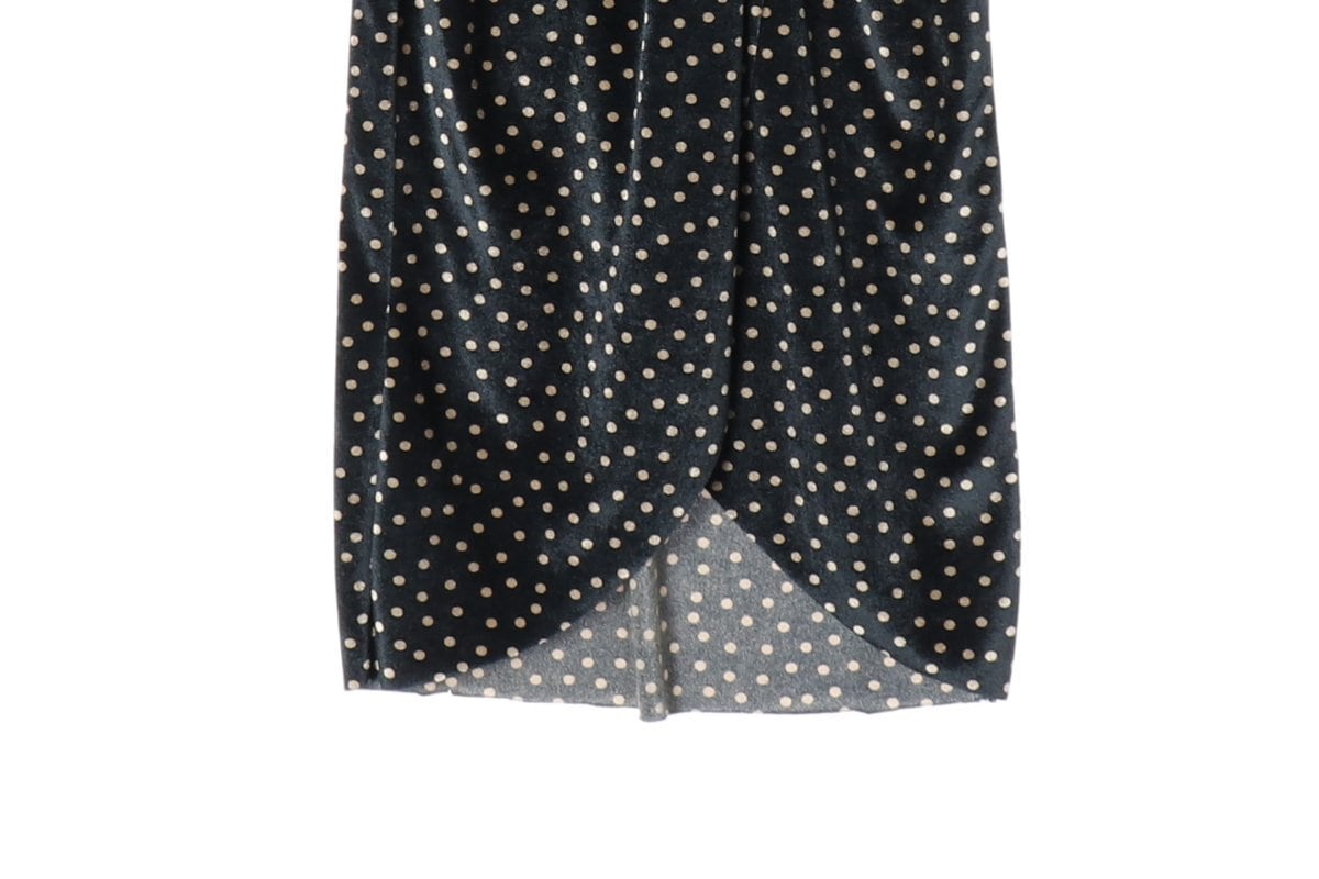 ZARA 자라 블랙 벨벳 도트 땡땡이 브이넥 반팔 랩 원피스 상세 이미지 5