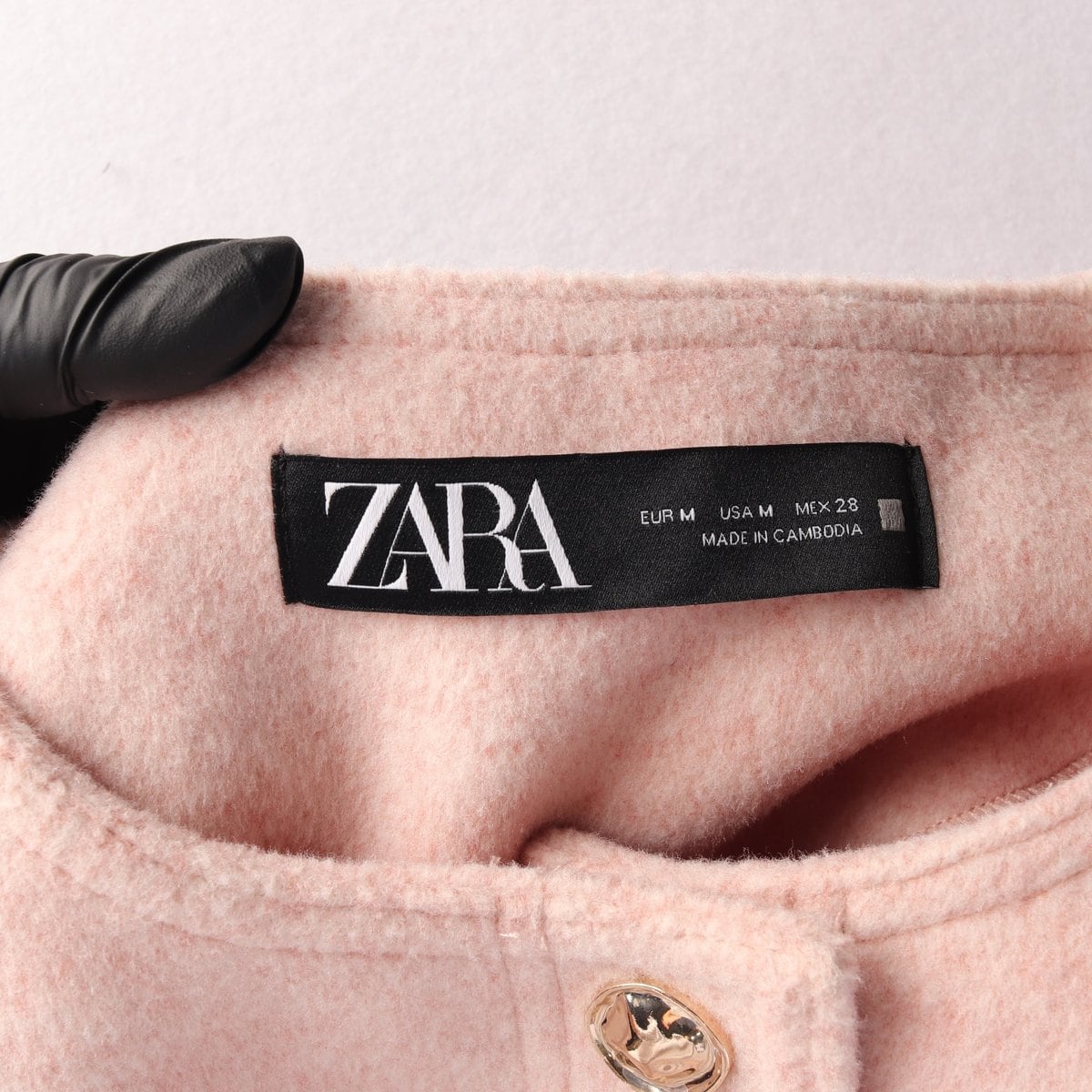 ZARA 자라 핑크 아웃포켓 노카라 라운드 숏 코트 재킷 상세 이미지 5