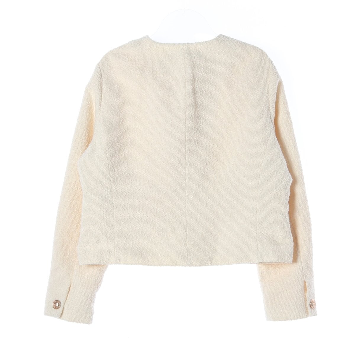 ZARA 자라 아이보리 노카라 라운드 트위드 자켓 재킷 상세 이미지 2