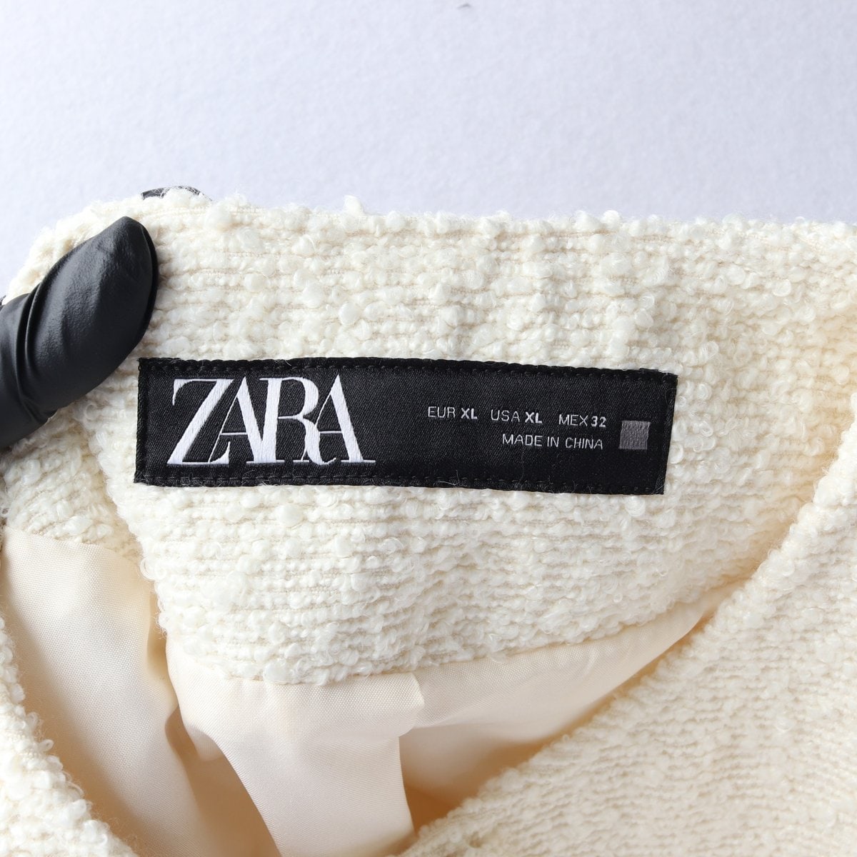 ZARA 자라 아이보리 노카라 라운드 트위드 자켓 재킷 이미지 5