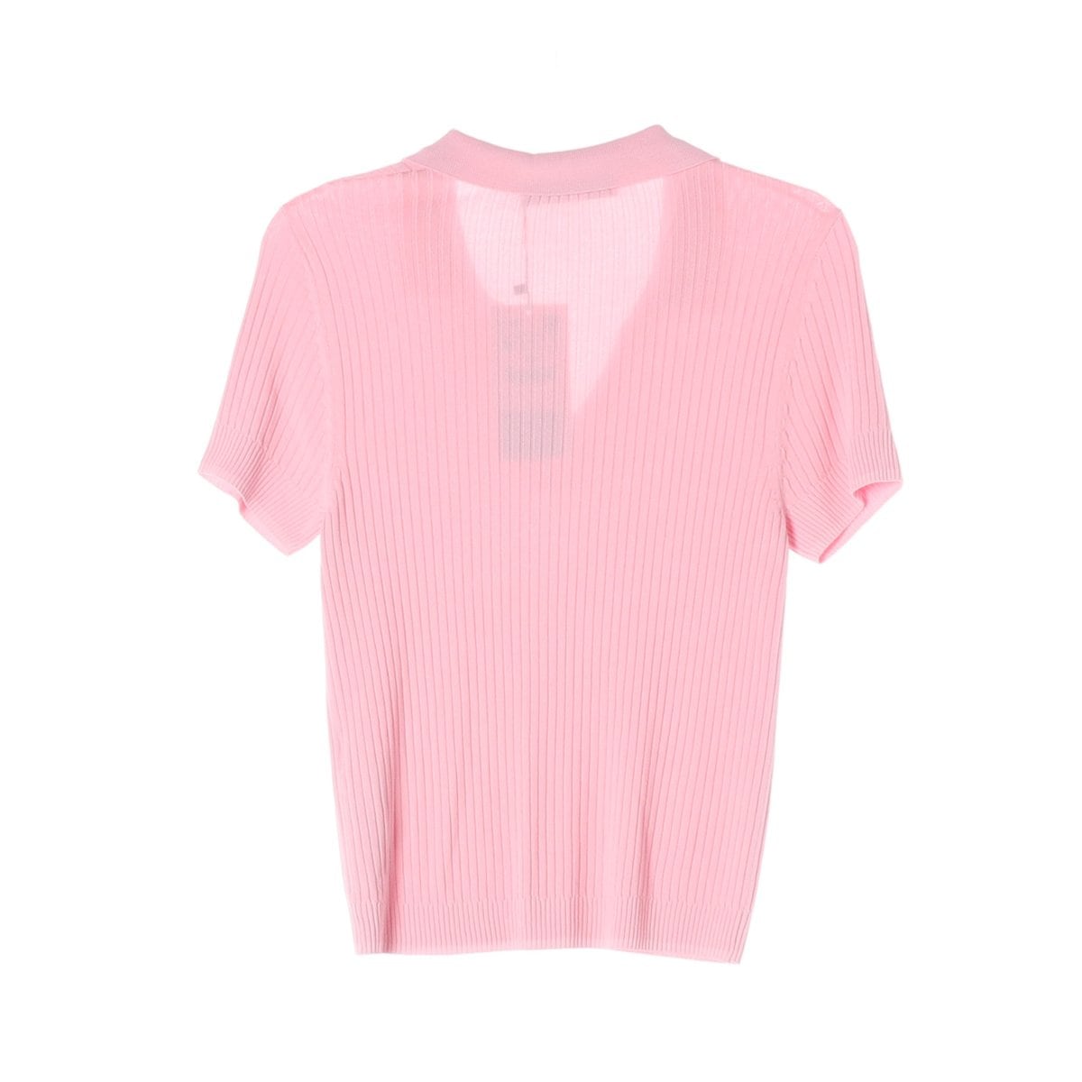 (새상품)ZARA 자라 핑크 오픈 카라 골지 반팔 카라티 티셔츠 상세 이미지 2