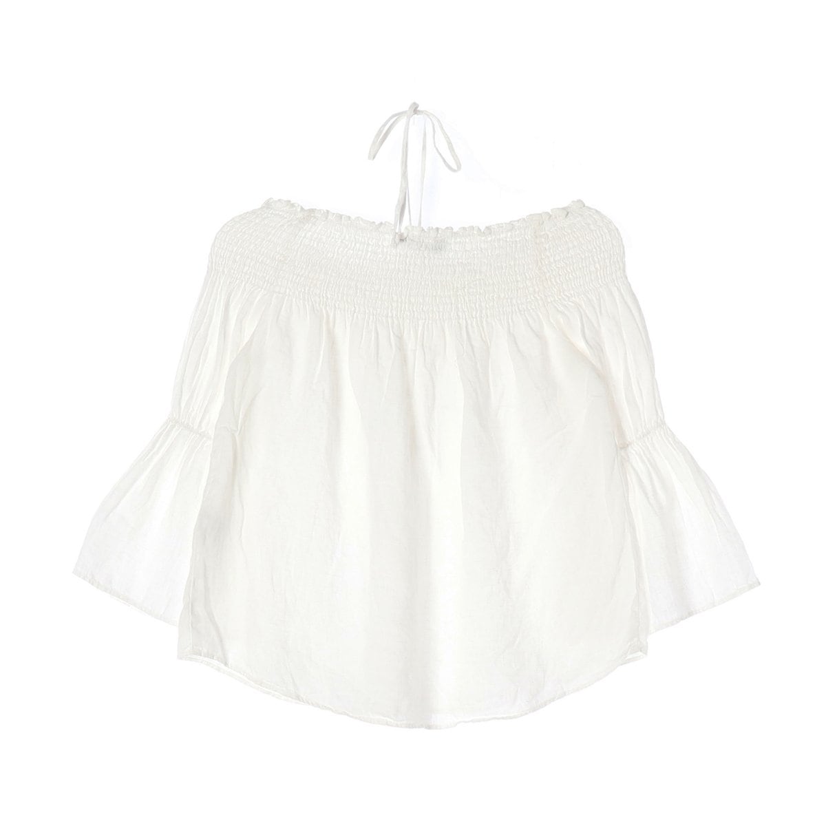 ZARA 자라 린넨100% 화이트 홀터넥 오프숄더 크롭 블라우스  상세 이미지 2