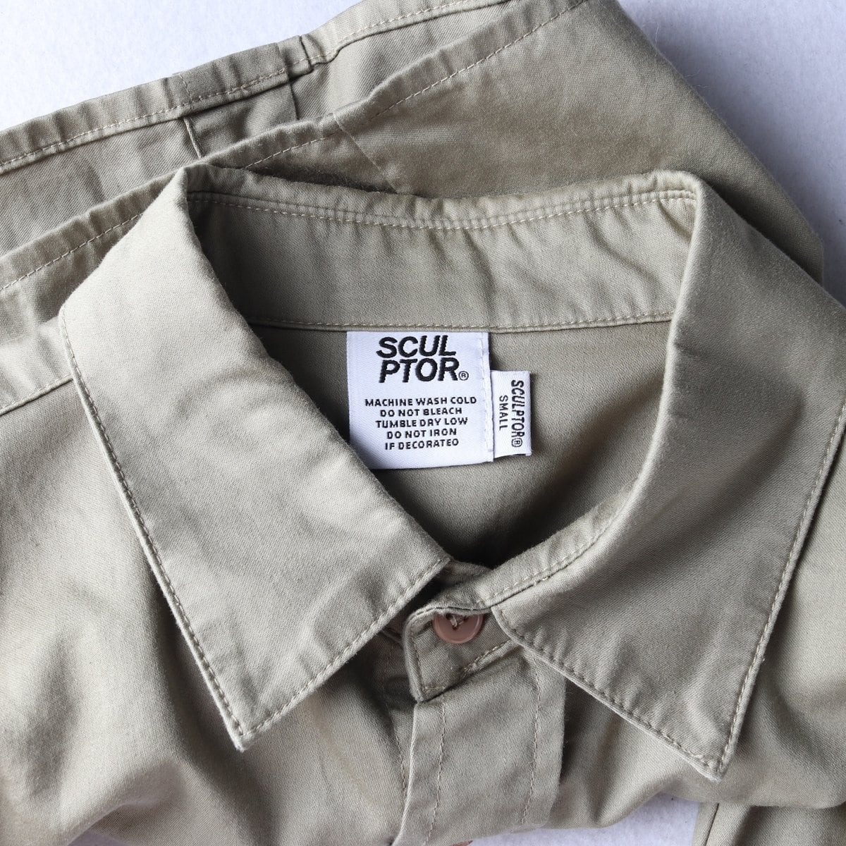 스컬프터 카키 로고 긴팔 크롭 셔츠 22FW 상세 이미지 5