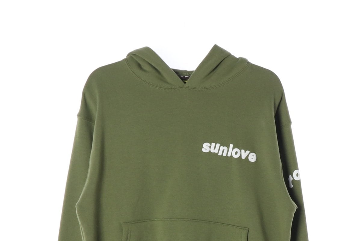 SUNLOVE 썬러브 카키 로고 프린팅 오버핏 기모 후드티 후디 상세 이미지 3