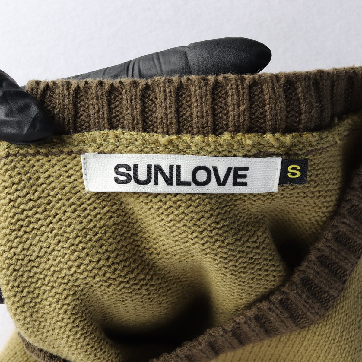 SUNLOVE 썬러브 카키 로고 라운드 니트 조끼 베스트 S 상세 이미지 5