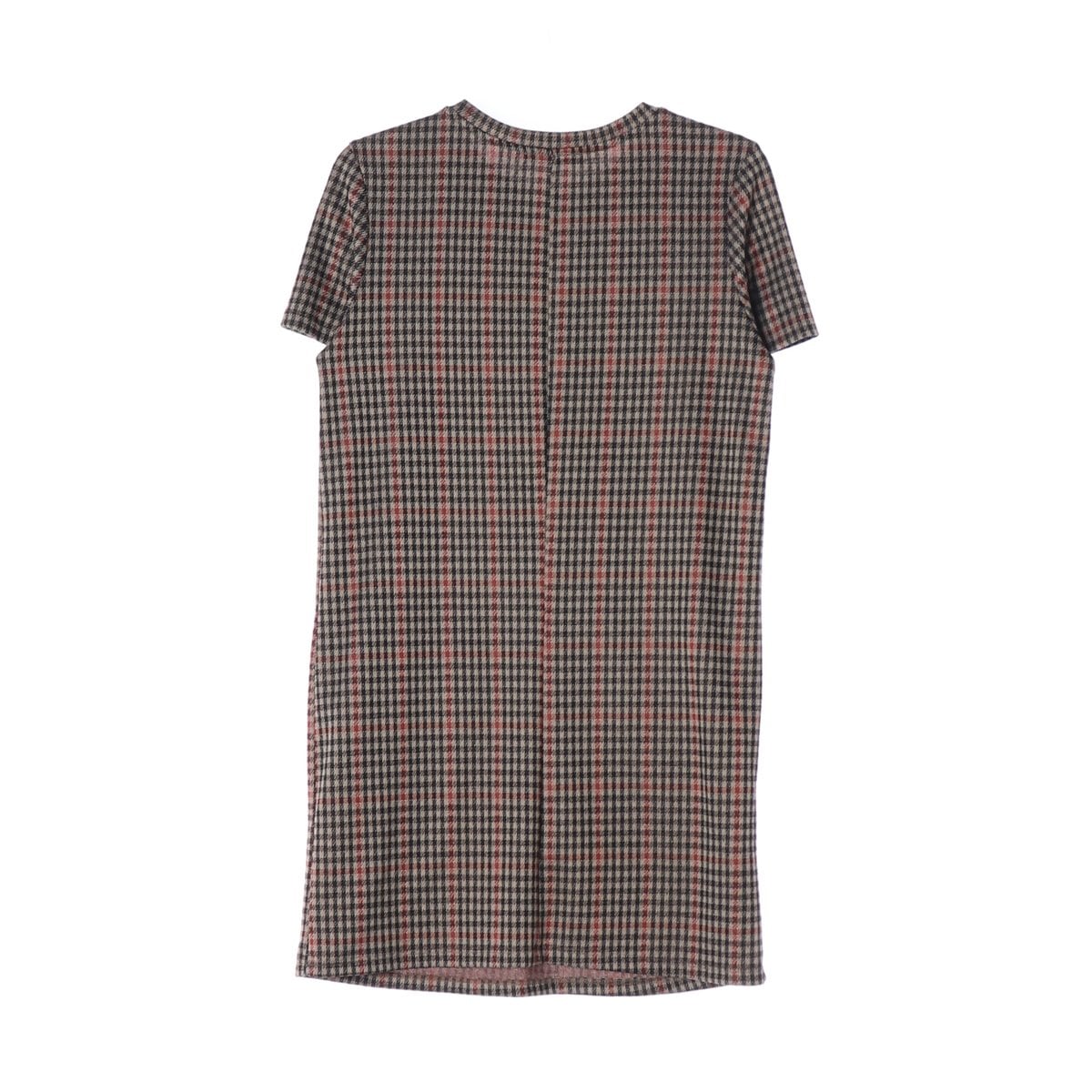 ZARA 자라 브라운 체크 포켓 반팔 미니 원피스 드레스 S 상세 이미지 2