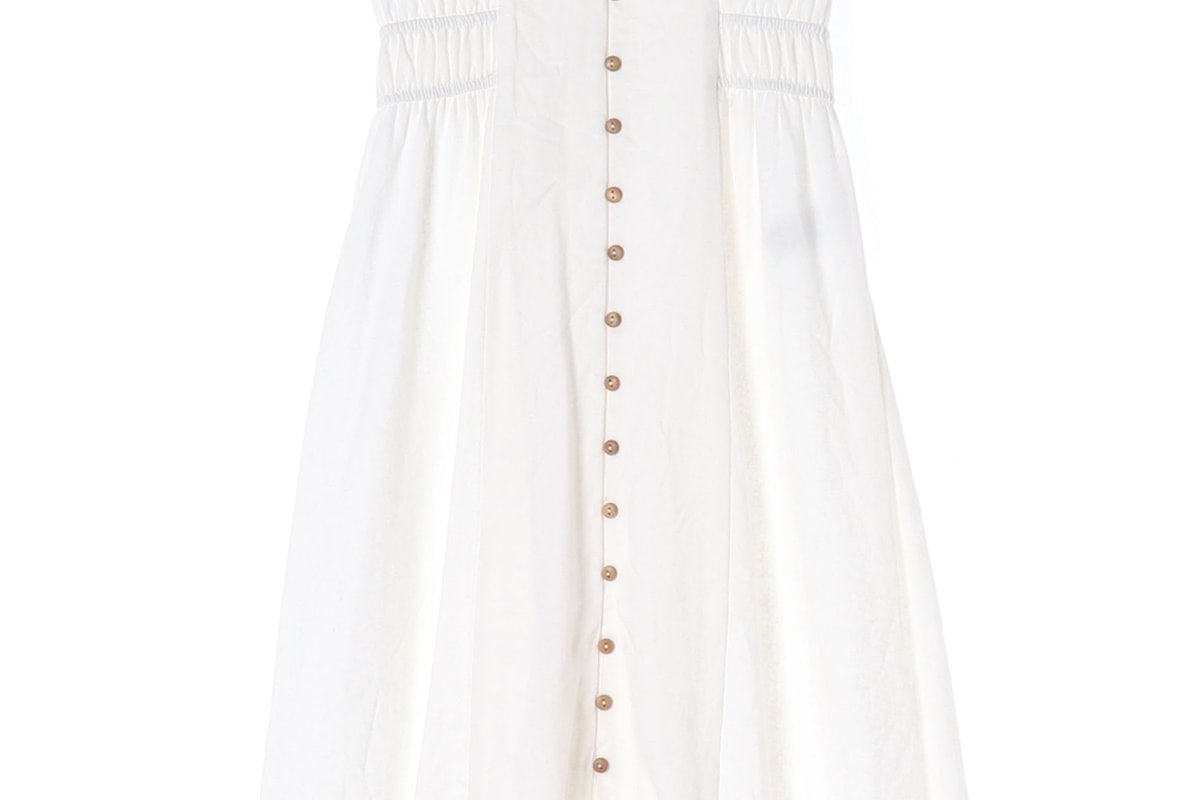 ZARA 자라 린넨 화이트 롤업 반팔 카라 롱 플레어 원피스 드레스 이미지 4