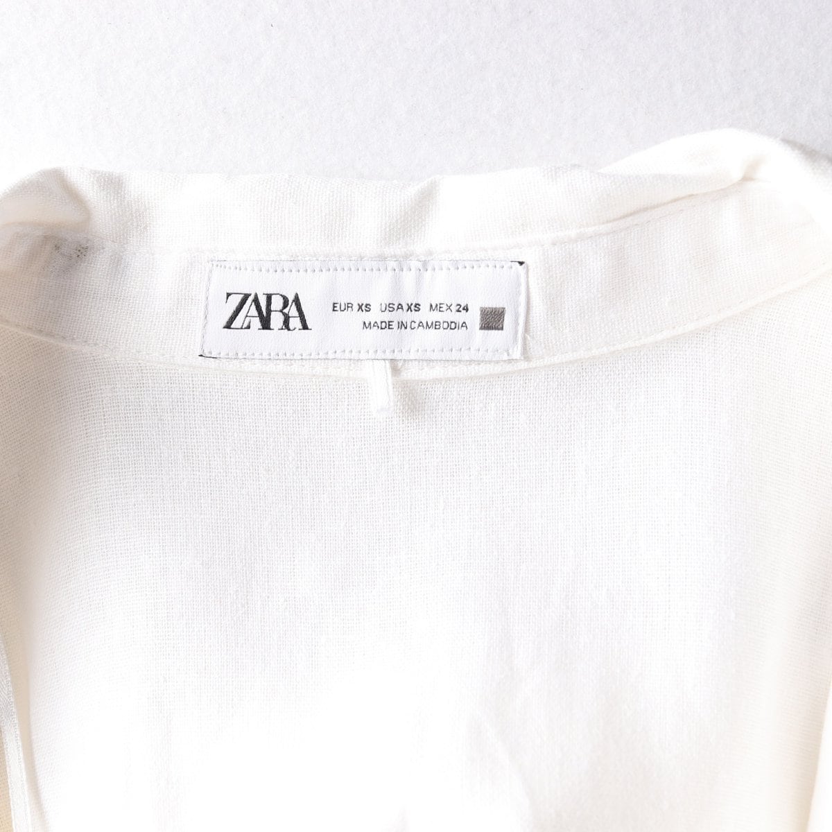 ZARA 자라 린넨 화이트 롤업 반팔 카라 롱 플레어 원피스 드레스 상세 이미지 6