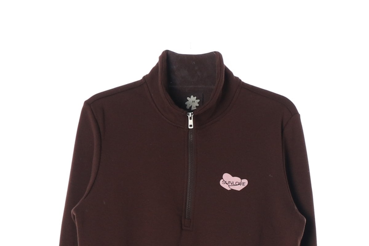 썬러브 브라운 하프집업 기모 맨투맨 스웨트셔츠 S 상세 이미지 3