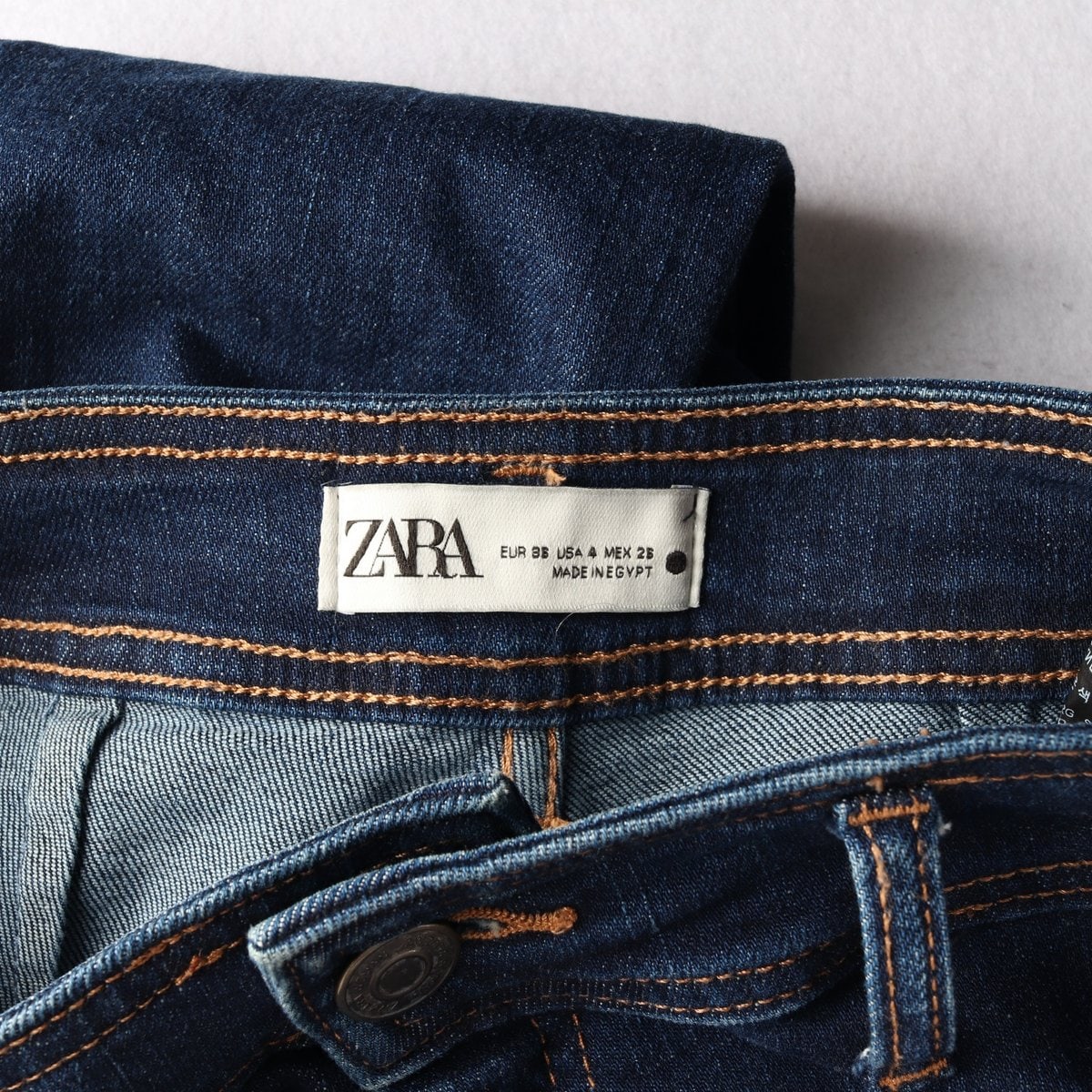 ZARA 자라 진청 워싱 와이드 컷아웃 데님 진 청바지 이미지 6