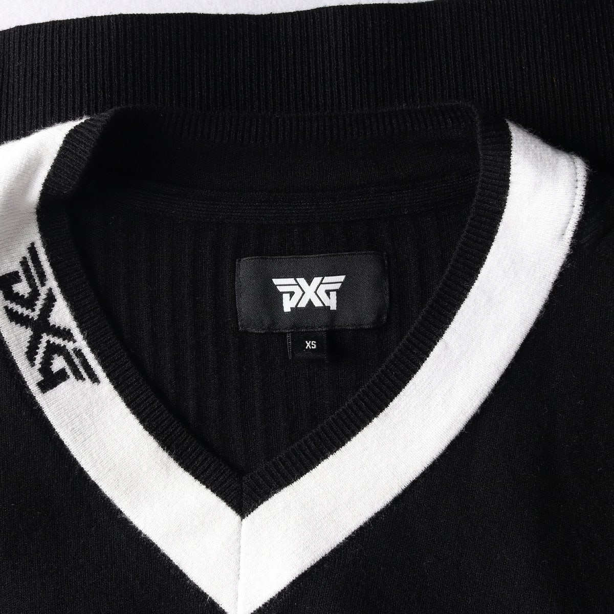 PXG 피엑스지 블랙 브이넥 로고 민소매 니트 조끼 골프 베스트 이미지 6