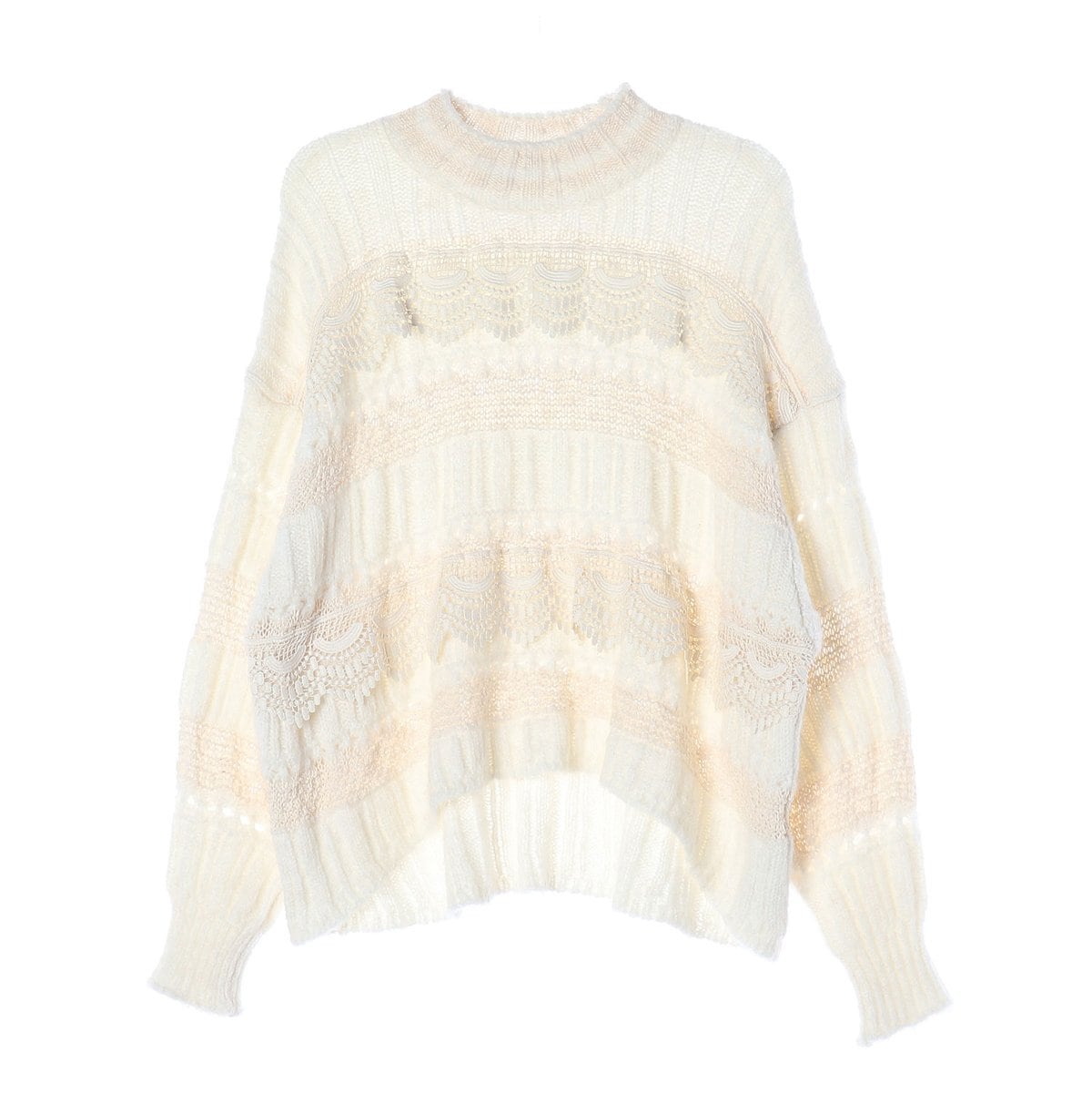 ZARA 자라 아이보리 레이스 루즈핏 오버핏 니트 스웨터 상세 이미지 1