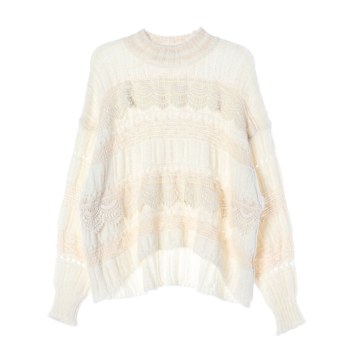 ZARA 자라 아이보리 레이스 루즈핏 오버핏 니트 스웨터 이미지 1