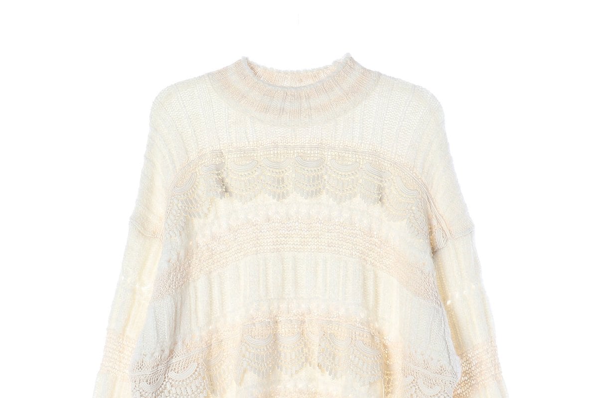 ZARA 자라 아이보리 레이스 루즈핏 오버핏 니트 스웨터 상세 이미지 3
